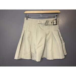 French Toast Skort Girls 10 Beige Pleated Belted School Uniform Shorts Twill